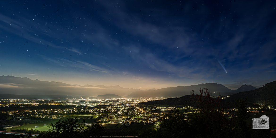 Komet C/2023 A3 (Tsuchinshan-ATLAS) über Villach bei Nacht